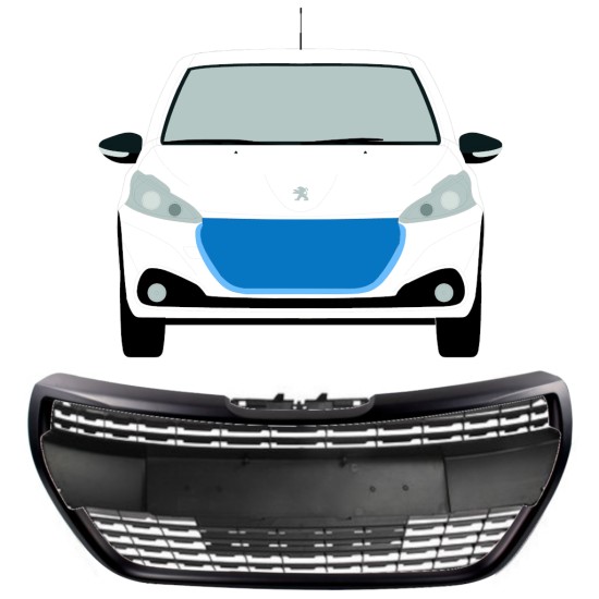 Svart grill för Peugeot 208 2015-2019 ALLURE / Set 7537