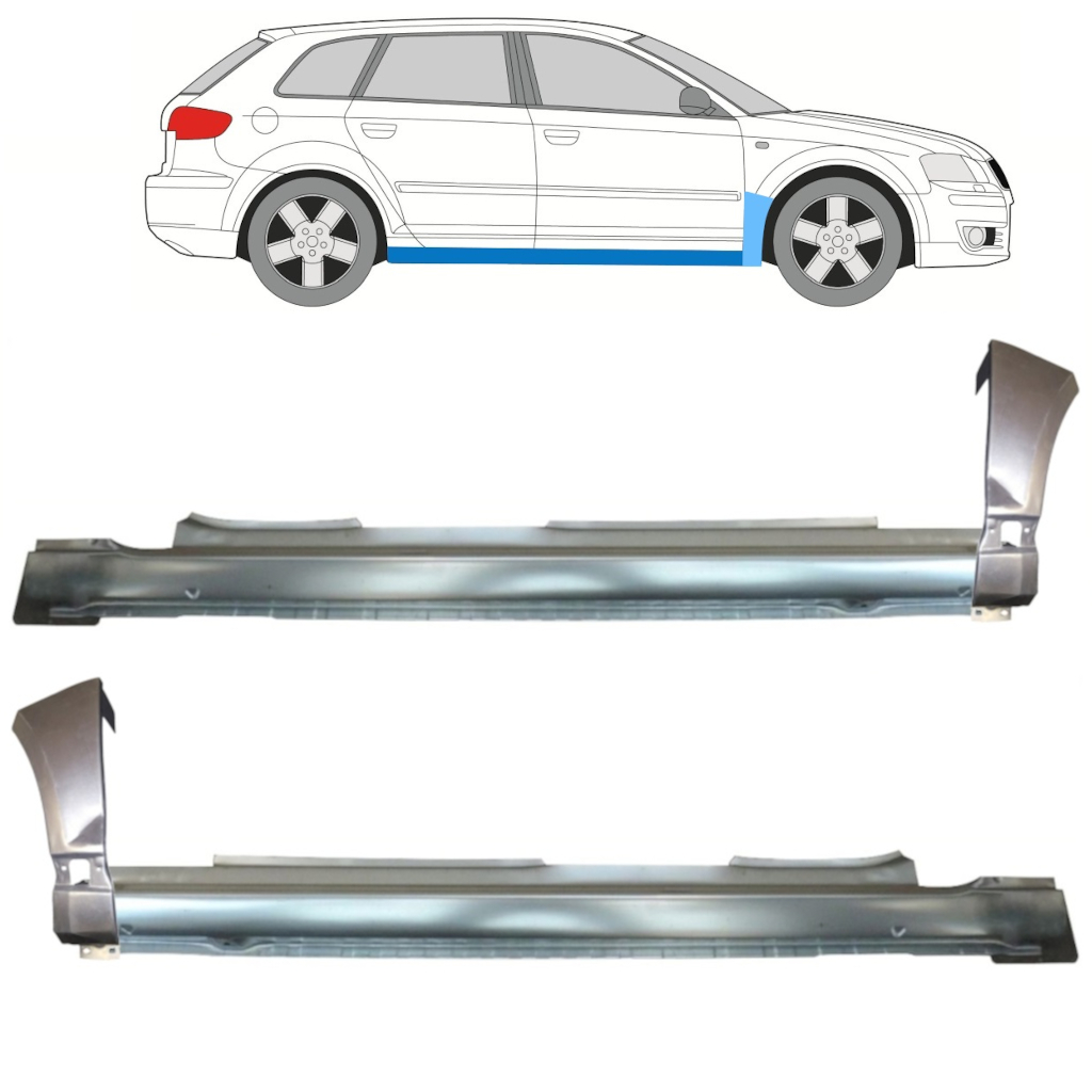 Reparationspanel för tröskel + fram skärm för Audi A3 8P 2003-2012 11149