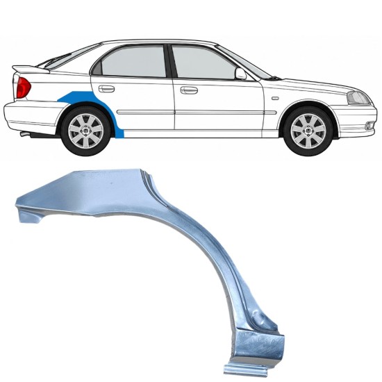 Sidovägg hjulhuskant för Hyundai Accent 2000-2006 / Höger 7593