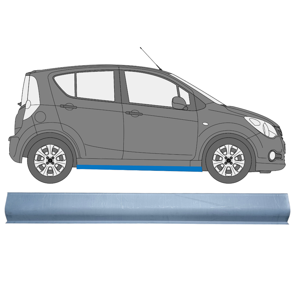 Tröskelplåt Reparationspanel För Opel Agila 2008-2015 / Vänster = Höger (Symmetrisk) 7599
