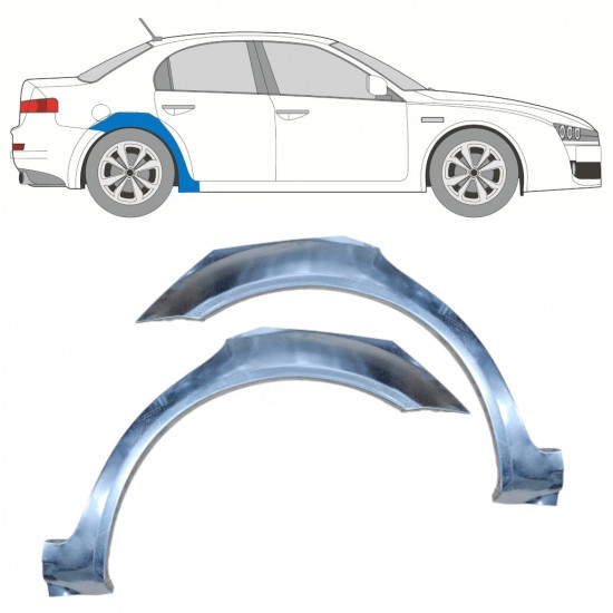 Sidovägg hjulhuskant för Alfa Romeo 159 2005-2012 / Vänster+Höger / Set 9915