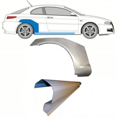 Tröskelplåt + sidovägg hjulhuskant för Alfa Romeo Gt 2003-2010 / Höger / Set 8701