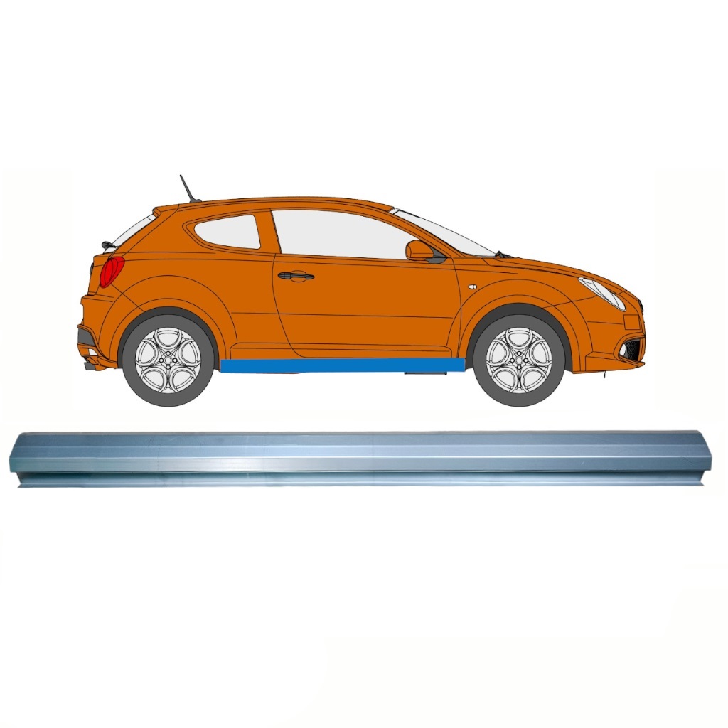 Tröskelplåt Reparationspanel För Alfa Romeo Mito 2008- / Vänster = Höger (Symmetrisk) 10707