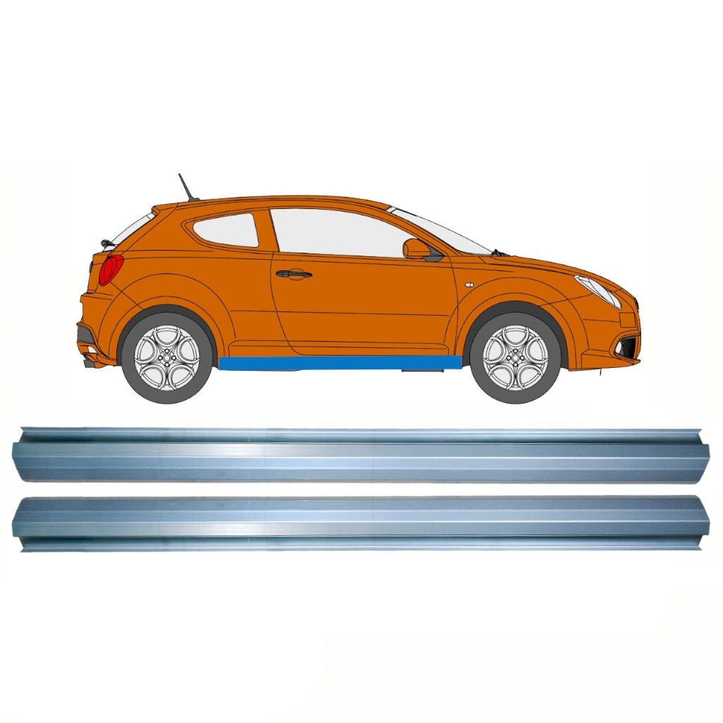 Tröskelplåt Reparationspanel För Alfa Romeo Mito 2008- / Vänster = Höger (Symmetrisk) / Set 10708