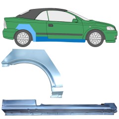 Tröskelplåt + sidovägg hjulhuskant för Opel Astra G 1998-2009 / Höger / COUPE / CABRIO / Set 12592