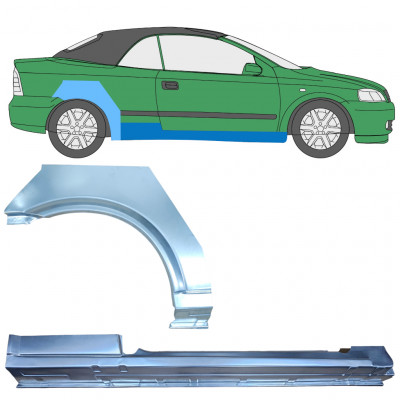 OPEL ASTRA G CABRIO 2001-2006 REPARATION AV BAKSKÄRM + TRÖSKEL / UPPSÄTTNING / HÖGER