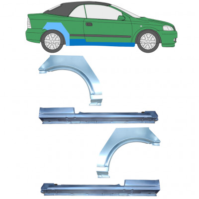 OPEL ASTRA G CABRIO 2001-2006 REPARATION AV BAKSKÄRM + TRÖSKEL / UPPSÄTTNING / HÖGER + VÄNSTER