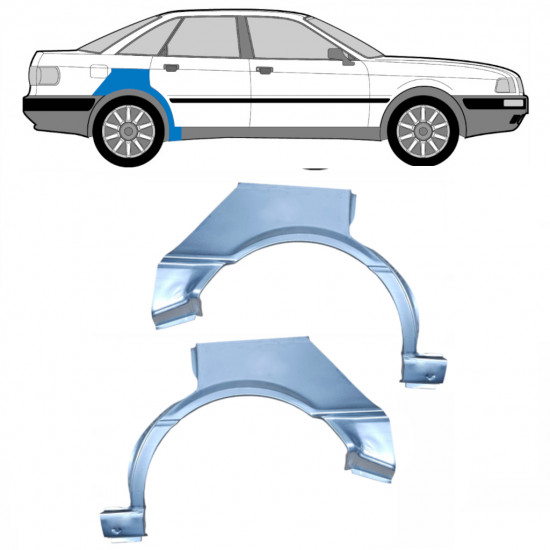 Sidovägg hjulhuskant för Audi 80 B3 1986-1991 / Vänster+Höger / Set 6426