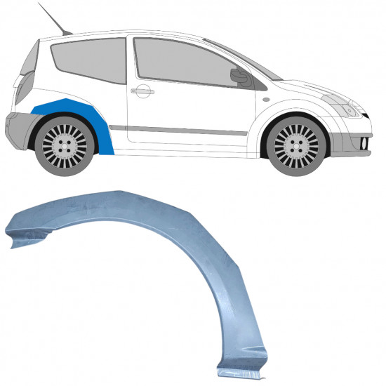 Sidovägg hjulhuskant för Citroen C2 2003-2009 / Höger 11383