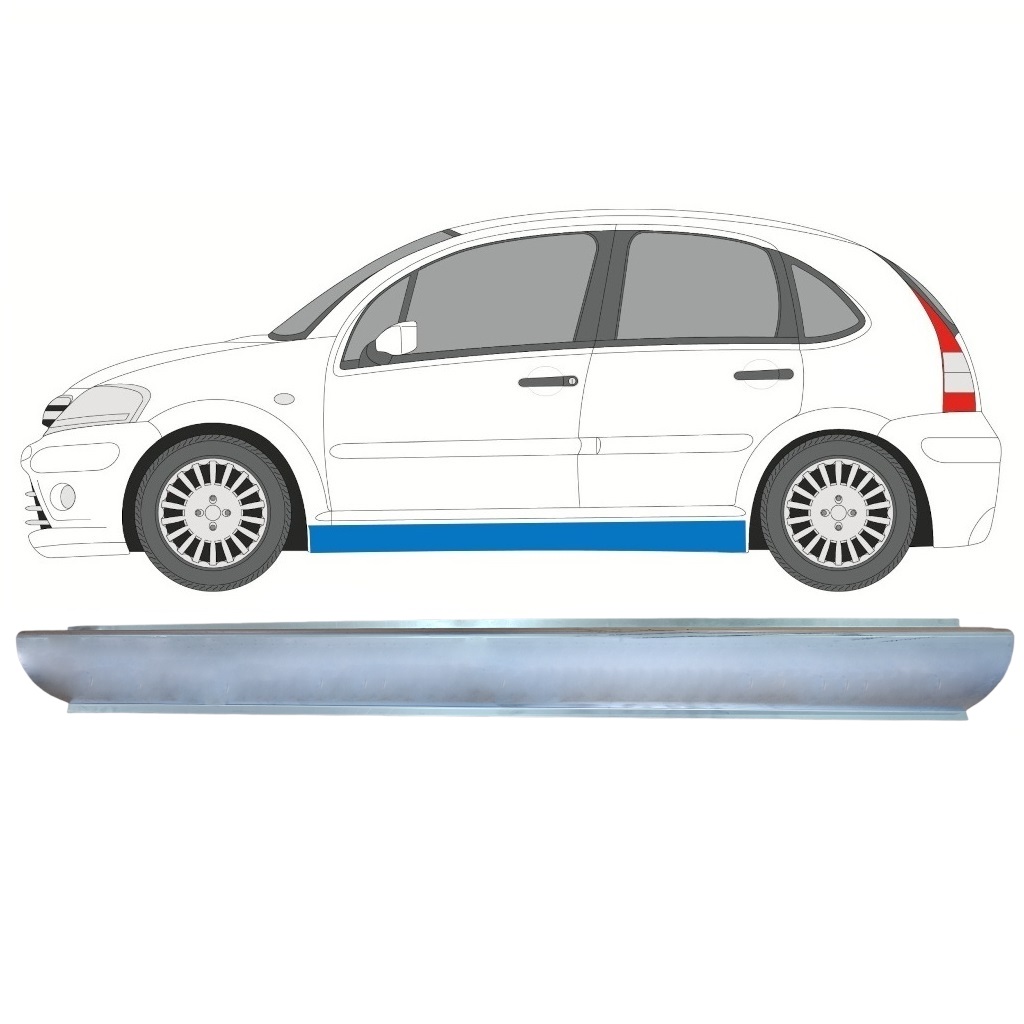 Tröskelplåt Reparationspanel För Citroen C3 2002-2010 / Vänster 10898