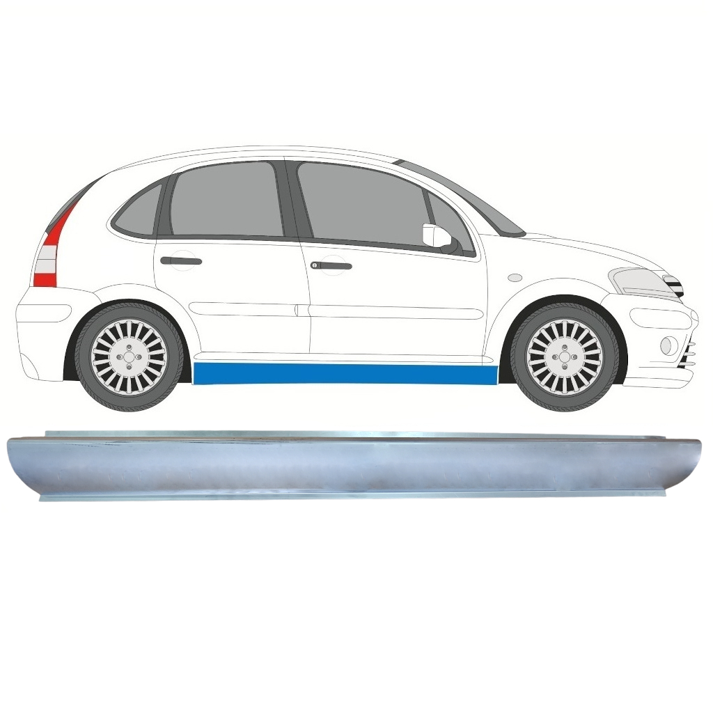Tröskelplåt Reparationspanel För Citroen C3 2002-2010 / Höger 10897