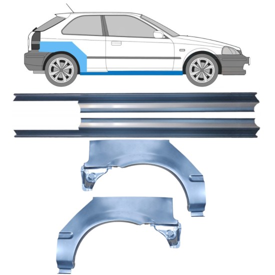 Tröskelplåt + sidovägg hjulhuskant för Honda Civic EJ EK 1995-2001 / Vänster+Höger / Set 10664