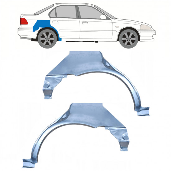 Sidovägg hjulhuskant för Honda Civic 1995-2001 / Vänster+Höger / Set 9801