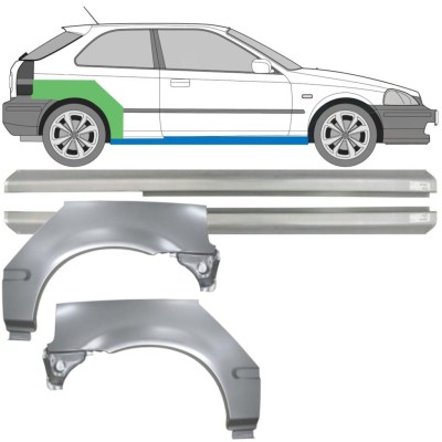 Tröskelplåt + sidovägg hjulhuskant för Honda Civic EJ EK 1995-2001 / Vänster+Höger / Set 10664