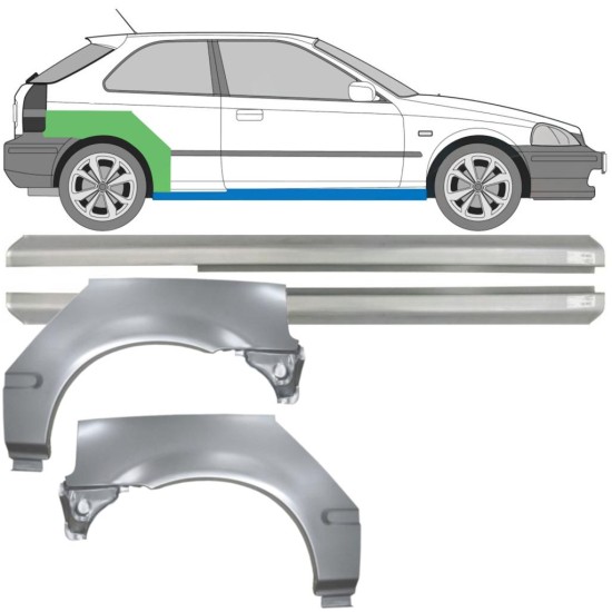 Tröskelplåt + sidovägg hjulhuskant för Honda Civic EJ EK 1995-2001 / Vänster+Höger / Set 10664