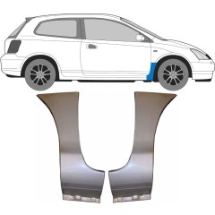 Reparationspanel till framskärm för Honda Civic 2001-2005 / Vänster+Höger / Set 9634