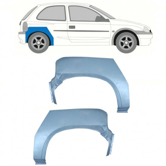 Sidovägg hjulhuskant för Opel Corsa B 1993-2001 / Vänster+Höger / Set 10416