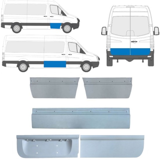 Yttre dörr reparationspanel för Volkswagen Crafter 2005-2017 / Vänster+Höger / Set 14206