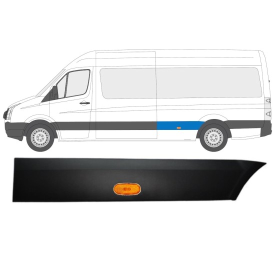 Prydnadslist sidovägg skyddslister med lampa för Volkswagen Crafter 2005-2017 / Vänster / Set 13994