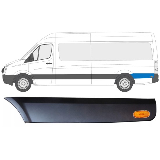 Prydnadslist sidovägg skyddslister med lampa för Volkswagen Crafter 2005-2017 / Vänster / Set 13996