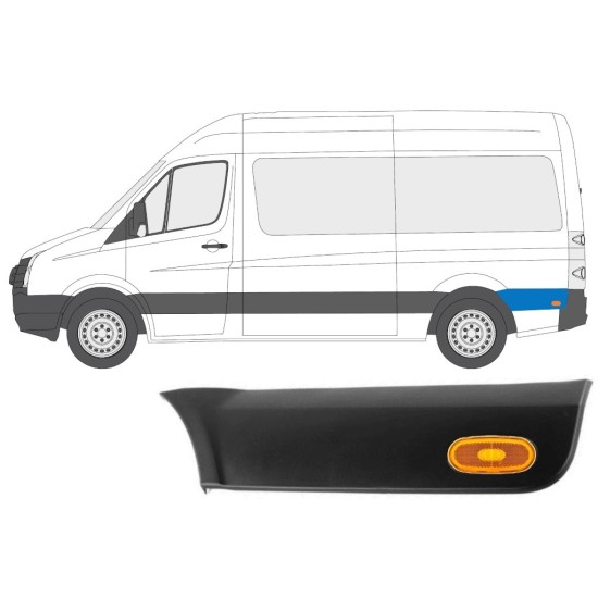 Prydnadslist sidovägg skyddslister med lampa för Volkswagen Crafter 2005-2017 / Vänster / Set 14149