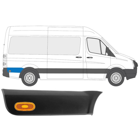 Prydnadslist sidovägg skyddslister med lampa för Volkswagen Crafter 2005-2017 / Höger / Set 14150