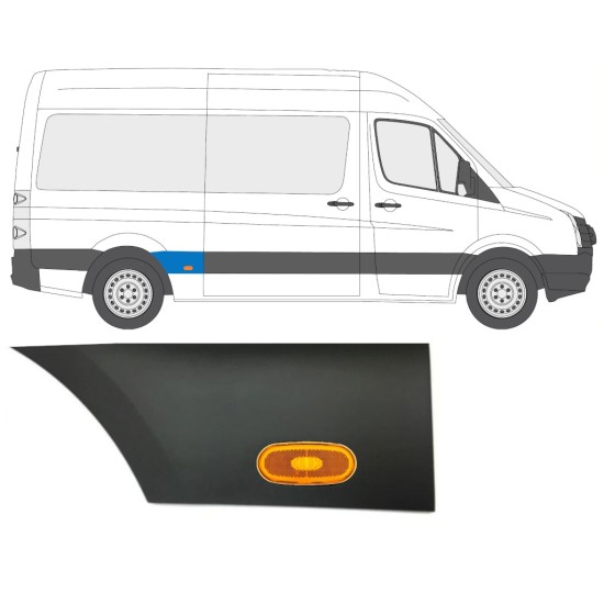 Prydnadslist sidovägg skyddslister med lampa för Volkswagen Crafter 2005-2017 / Höger / Set 14088