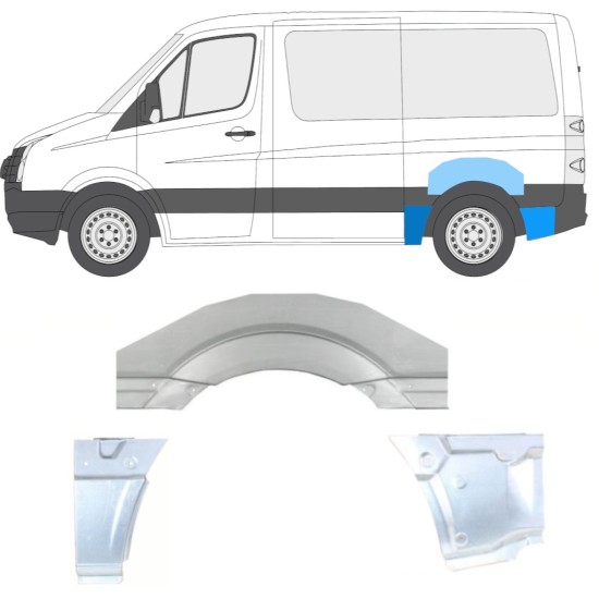 Sidovägg hjulhuskant för Volkswagen Crafter 2005-2017 / Vänster / Set 14205