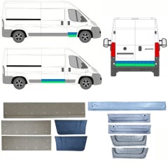 Inre + yttre dörr reparationspanel för Fiat Ducato 2006-2025 / Vänster+Höger / Set 12634