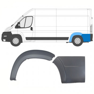 Set med bakre hjulhuslister för Fiat Ducato Boxer Relay 2006-2018 / MWB / Vänster /  8564