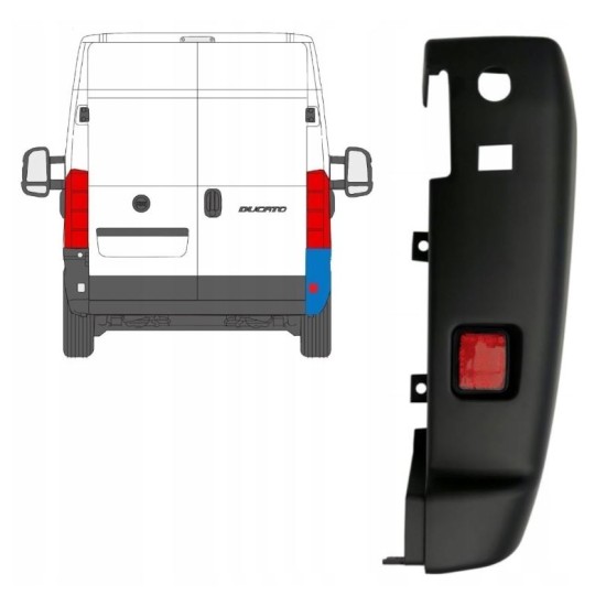 Bak hörn stötfångare 180 grader för Fiat Ducato 2018- / Vänster 16024