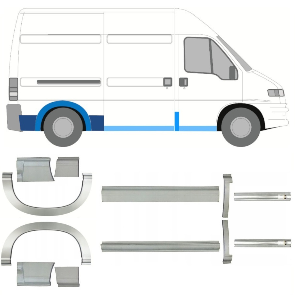 Tröskelplåt + Sidovägg Hjulhuskant För Fiat Ducato Boxer Relay 1994-2006 / Mwb / Set 11523