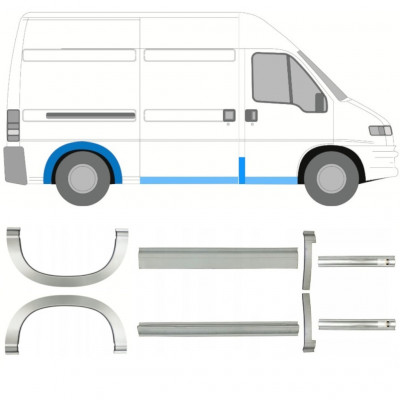 FIAT DUCATO BOXER RELAY MEDELHJULBAS 1994-2006 TRÖSKELPLÅT TILL REPARATION AV BAKSKÄRM / UPPSÄTTNING