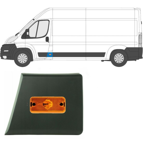 Prydnads Skyddslist stolpe med lampa för Fiat Ducato 2006-2018 / Vänster / Set 10677