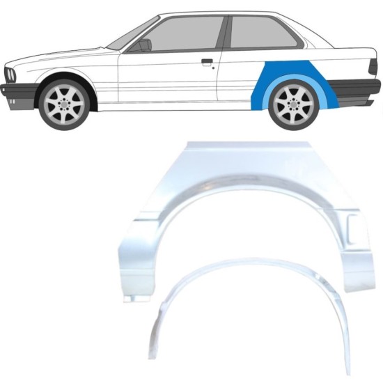 Inre + yttre bak skärm reparationspanel för BMW 3 E30 1987-1994 / Vänster / Set 10852