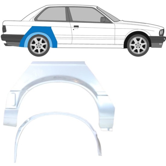 Inre + yttre bak skärm reparationspanel för BMW 3 E30 1987-1994 / Höger / Set 10851