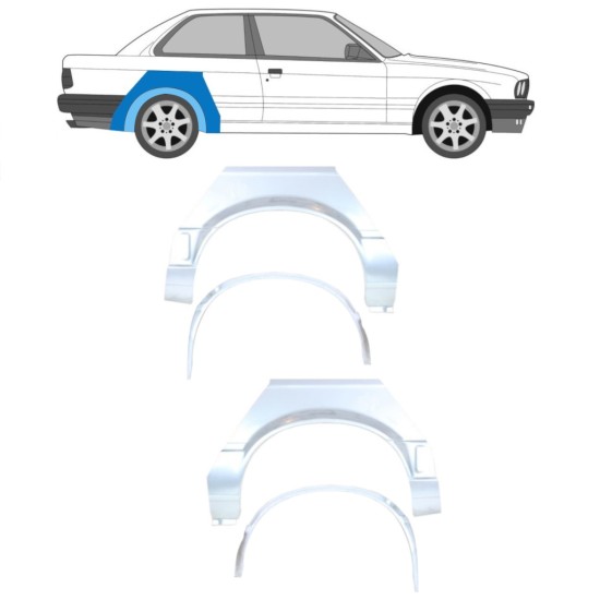 Inre + yttre bak skärm reparationspanel för BMW 3 E30 1987-1994 / Set 10853