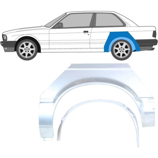 Inre + yttre bak skärm reparationspanel för BMW 3 E30 1982-1987 / Vänster / Set 10849