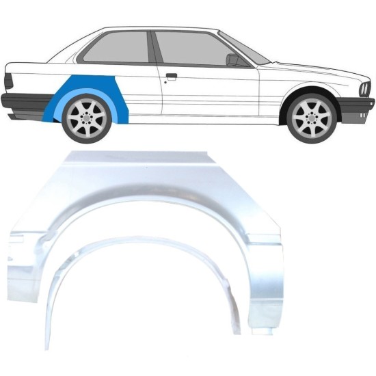 Inre + yttre bak skärm reparationspanel för BMW 3 E30 1982-1987 / Höger / Set 10848