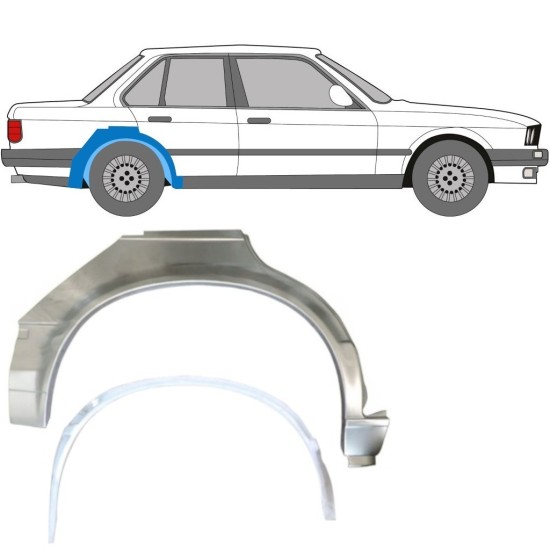 Inre + yttre bak skärm reparationspanel för BMW 3 E30 1982-1987 / Höger / Set 10857