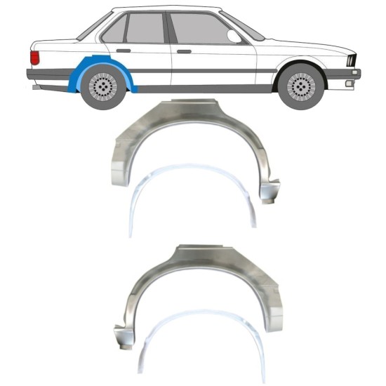 Inre + yttre bak skärm reparationspanel för BMW 3 E30 1982-1987 / Set 10859