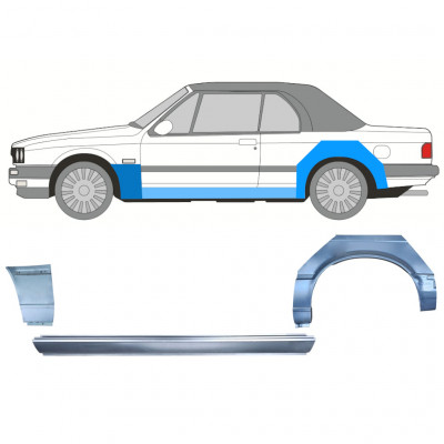 BMW 3 E30 CABRIO 1985-1987 REPARATION AV BAKSKÄRM + TRÖSKEL + STÄNKSKÄRM FÖRVÄNT / UPPSÄTTNING / VÄNSTER