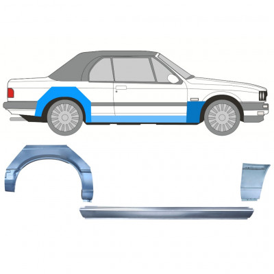 BMW 3 E30 CABRIO 1985-1987 REPARATION AV BAKSKÄRM + TRÖSKEL + STÄNKSKÄRM FÖRVÄNT / UPPSÄTTNING / HÖGER