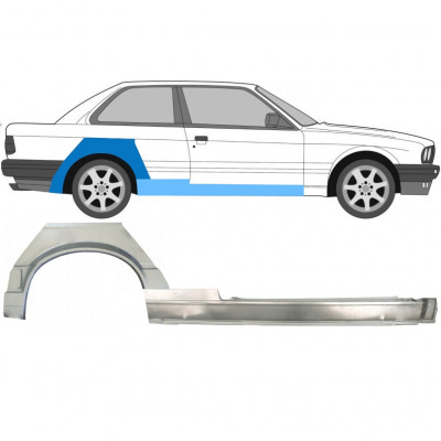 Tröskelplåt + sidovägg hjulhuskant för BMW 3 E30 1987-1994 / Höger / Set 11505