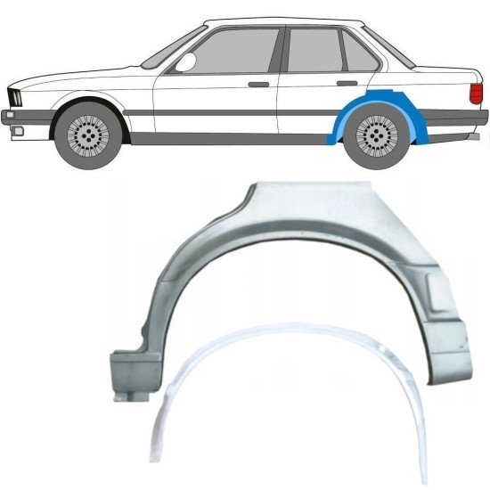 Inre + yttre bak skärm reparationspanel för BMW 3 E30 1987-1994 / Vänster / Set 10861