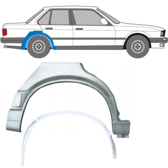 Inre + yttre bak skärm reparationspanel för BMW 3 E30 1987-1994 / Höger / Set 10860