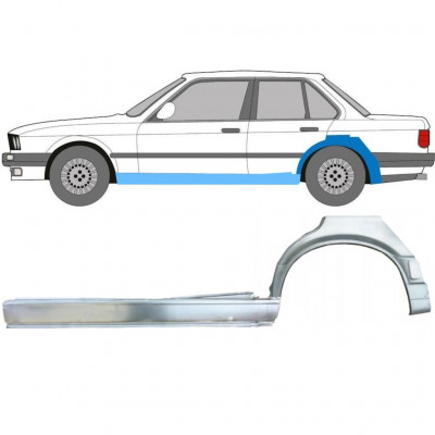 Tröskelplåt + sidovägg hjulhuskant för BMW 3 E30 1987-1994 / Vänster / Set 11241