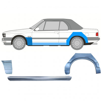 BMW 3 E30 CABRIO 1987-1994 REPARATION AV BAKSKÄRM + TRÖSKEL + STÄNKSKÄRM FÖRVÄNT / UPPSÄTTNING / VÄNSTER