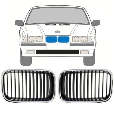 Grill för BMW 3 E36 1990-1995 / Vänster+Höger / Set 11126