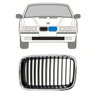 Grill för BMW 3 E36 1990-1995 / Vänster 16296